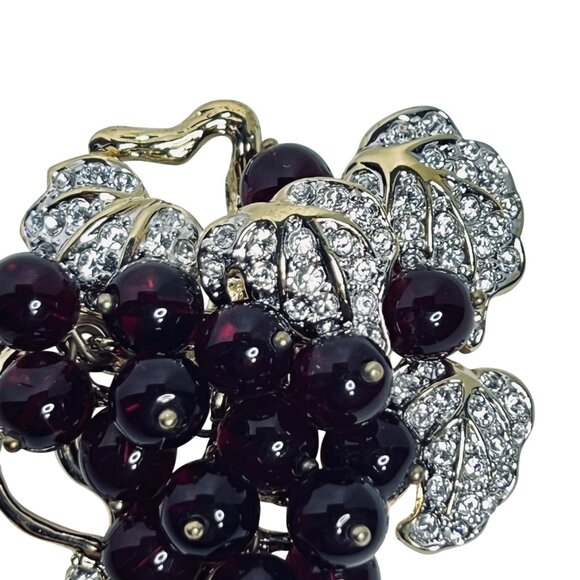 Nolan Miller Gold Tone Rhinestone And Grape Cluster Brooch (5964) - Picture 3 of 10